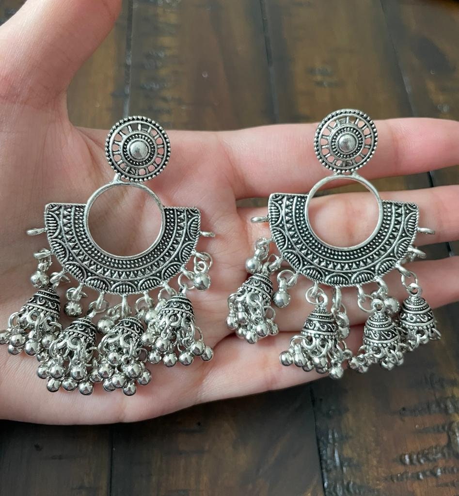 Oversized kundan jhumki with saharas/ jhumki style earrings with sahar –  dffbyneha