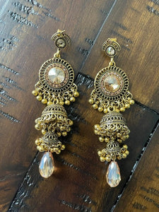 Indian Earrings, Long Hanging Jhumka Earrings, Indian Jewelry