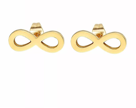 Good Quality Brass Infinity Earring, 8 Raw Brass Infinity Stud Earrings