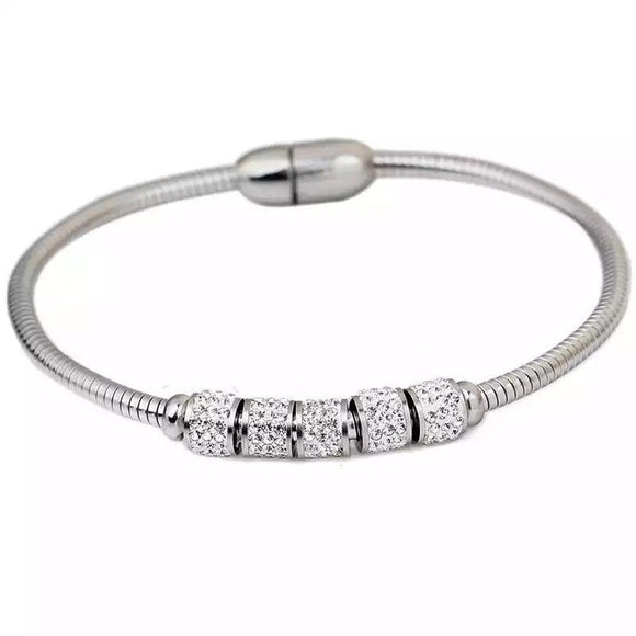 Silver Titanium Magnetic Bracelet Bangle, Silver Bangles