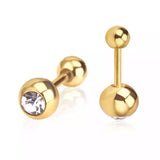 Titanium Gold Earrings, Ball Back Screw on Studs Pair, Hypoallergenic