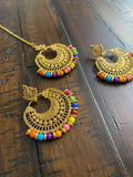 Indian Earrings, Tikka and Earrings Set, Indian Jewelry