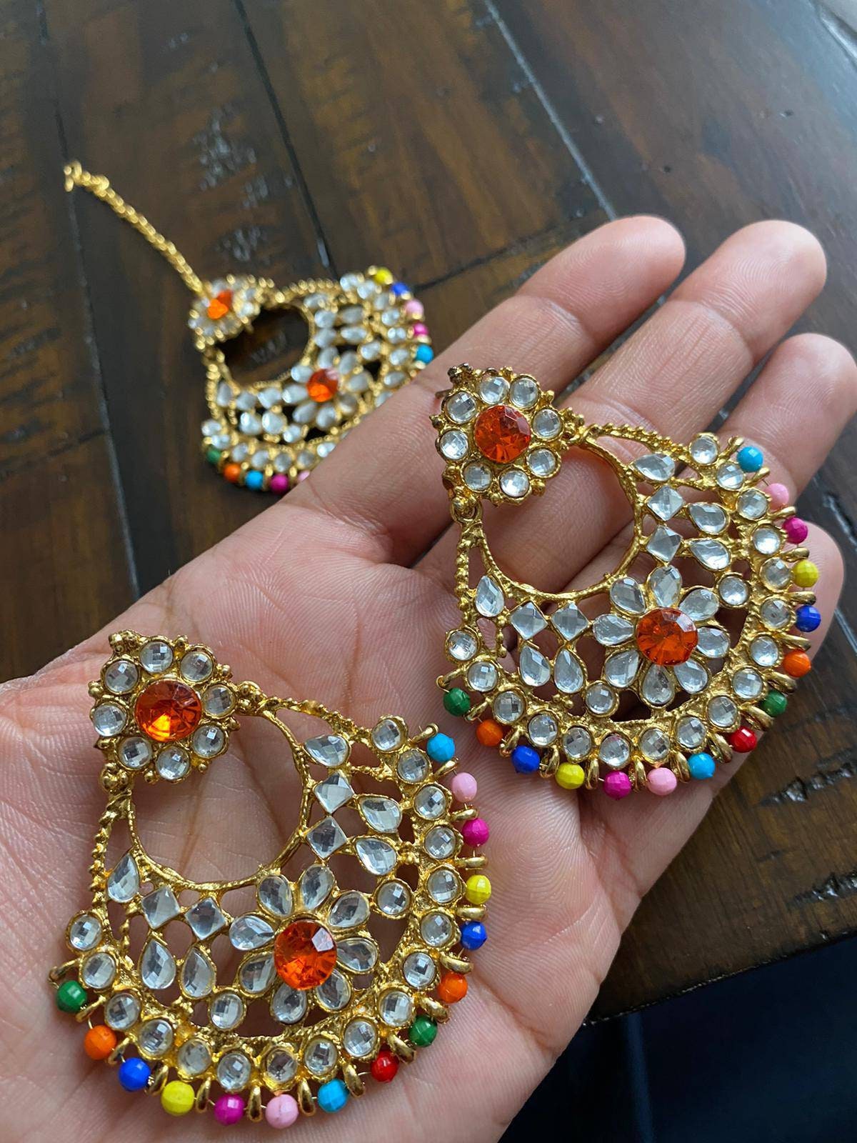 Dineshalini Creations Golden Lac Rajasthani Ethnic Chandbali Earring for  Women : Amazon.in: Jewellery