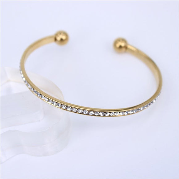 Gold Titanium Open Cuff Bracelet Bangle, Silver Bangles, Women Bracelet